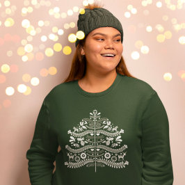 Sudadera Árbol de Navidad Nórdico de Arte Popular Escandina