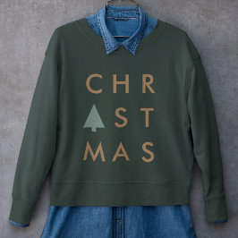 Sudadera Árbol de Navidad | Oro Minimalista moderno y verde