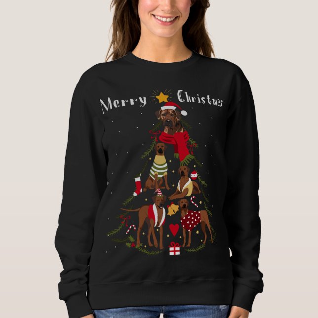 Sudadera Árbol de Navidad Rhodesia Ridgeback Perro de Navid (Anverso)
