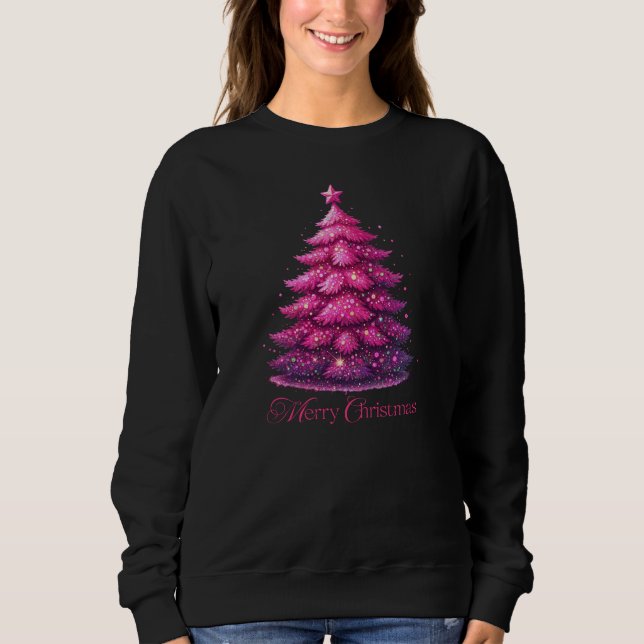 Sudadera Árbol de Navidad Rosa Purpurinoso (Anverso)