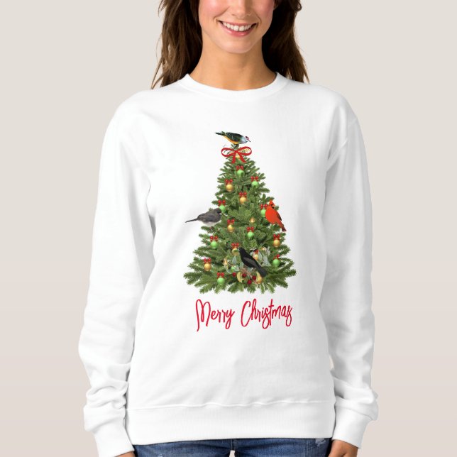 Sudadera Árbol de Navidad y pájaros cantores para amantes d (Anverso)