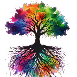 Sudadera árbol del arcoíris de la vida acuarela con Raíces