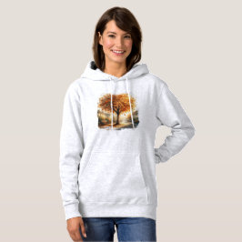 Sudadera Árbol del pueblo de otoño • Escena acogedora de ca
