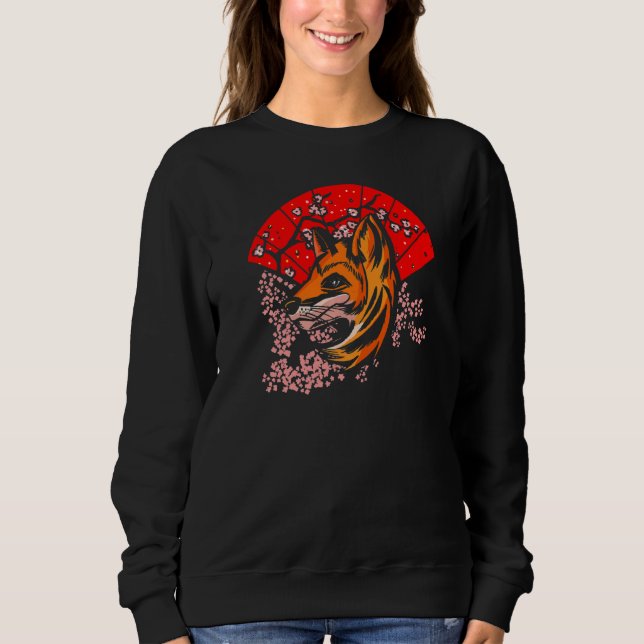 Sudadera Árbol japonés de flores de cerezo Fox Sakura Cherr (Anverso)