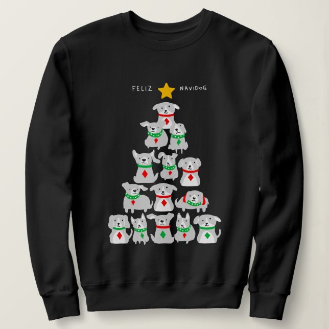 Sudadera Árbol navideño feliz (Anverso del diseño)