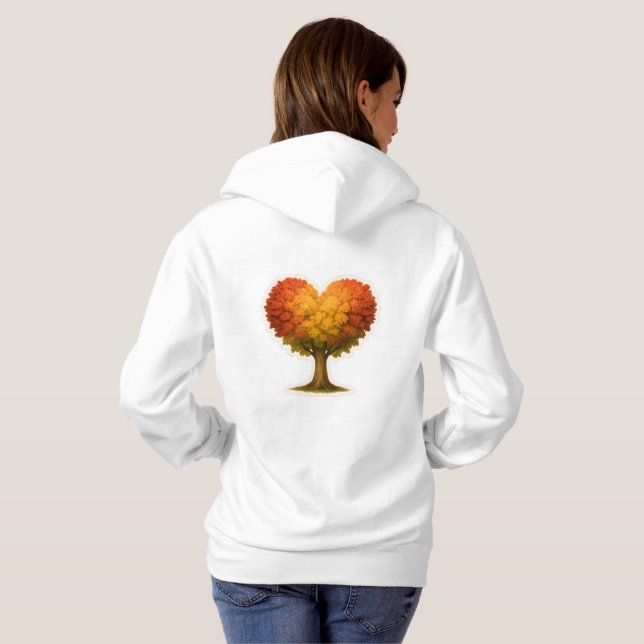 Sudadera Árbol otoñal con forma de corazón (Reverso completo)