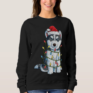 Sudadera Árbol Siberiano Husky Santa Christmas Enciende Xma