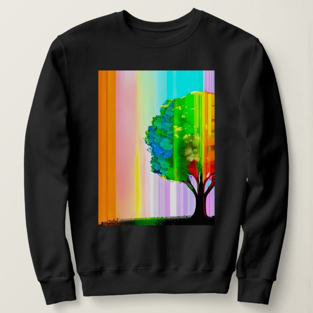 Sudadera Árbol y cielo de color arcoiris (Anverso del diseño)