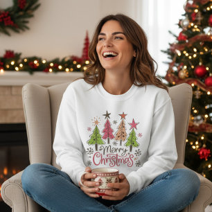 Sudadera Árboles de Navidad Caprichosos Copos de Nieve de I