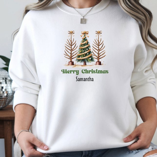 Sudadera Árboles de Navidad con estampado de leopardo elega (Stylish Leopard Christmas Trees gift idea for her hoodie)