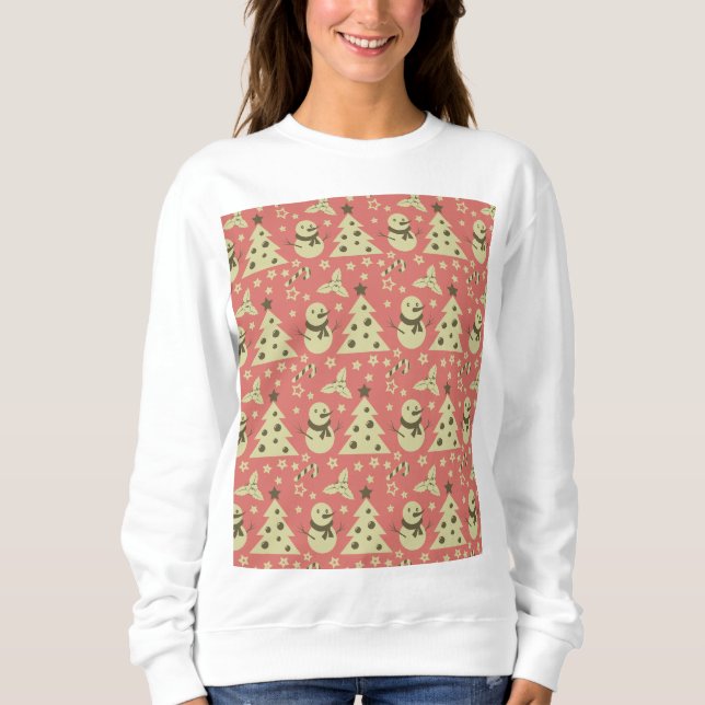 Sudadera Árboles de Navidad retro estrella de berry caramel (Anverso)