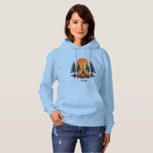 Sudadera Árboles de Pino Vintage y Montañas Camping