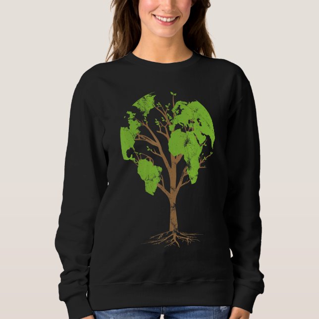 Sudadera Arborist Gardener Tree World Map Nature (Anverso)