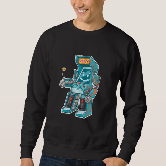Sudadera Arcade Bot Video Game Cabinet Con Joystick En Dis (Anverso)