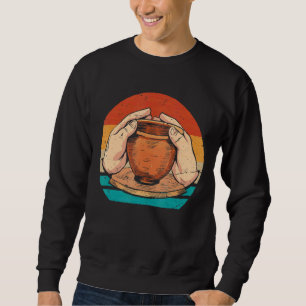 Sudadera Arcilla de cerámica de arte de artesanía retro de