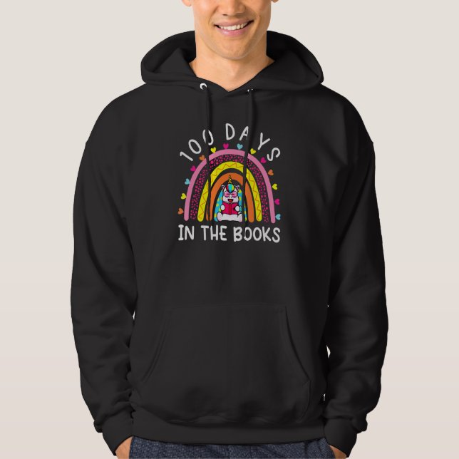 Sudadera Arcoiris 100 Días En Los Libros Unicornio Leyendo  (Anverso)