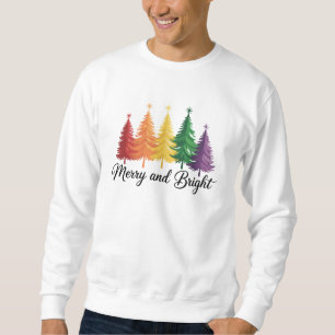 Sudadera Arcoíris Alegre y Brillante Árbol de Navidad Gay L