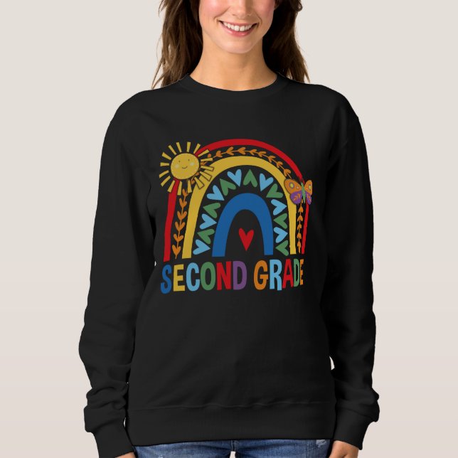 Sudadera Arcoiris de segundo grado con mariposa y sol suave (Anverso)