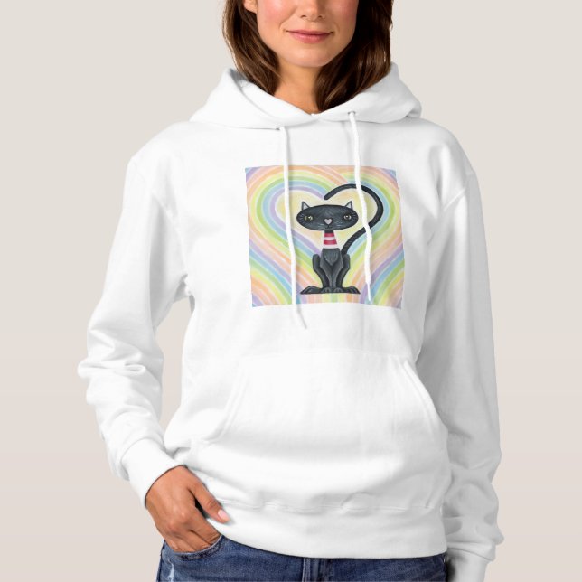 Sudadera Arcoiris del corazón del gato negro (Anverso)