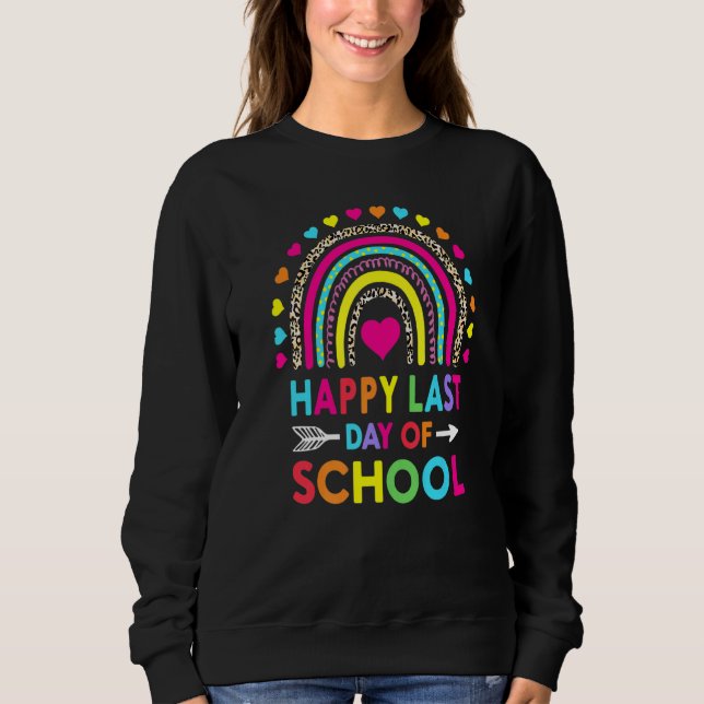 Sudadera Arcoiris El Último Día De La Escuela Hola Maestro  (Anverso)