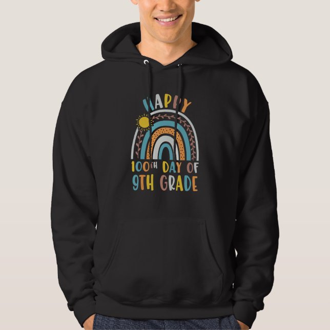 Sudadera Arcoíris Feliz 100º Día de 9º Grado 100 Día de la  (Anverso)