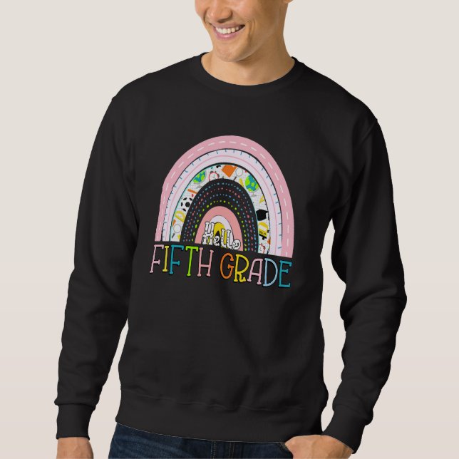 Sudadera Arcoíris Hola Quinto Grado De vuelta al cole 5to G (Anverso)