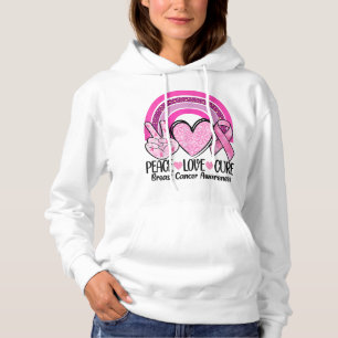 Sudadera Arcoiris Peace Love Cure Cure Cáncer de Mama de Ci