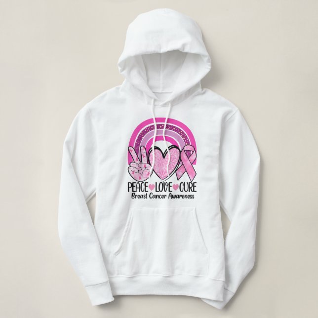 Sudadera Arcoiris Peace Love Cure Cure Cáncer de Mama de Ci (Diseño del anverso)