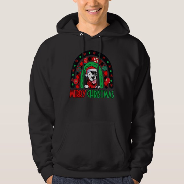 Sudadera Arcoiris Rojo Merry Christmas Funny Pitbull Do (Anverso)