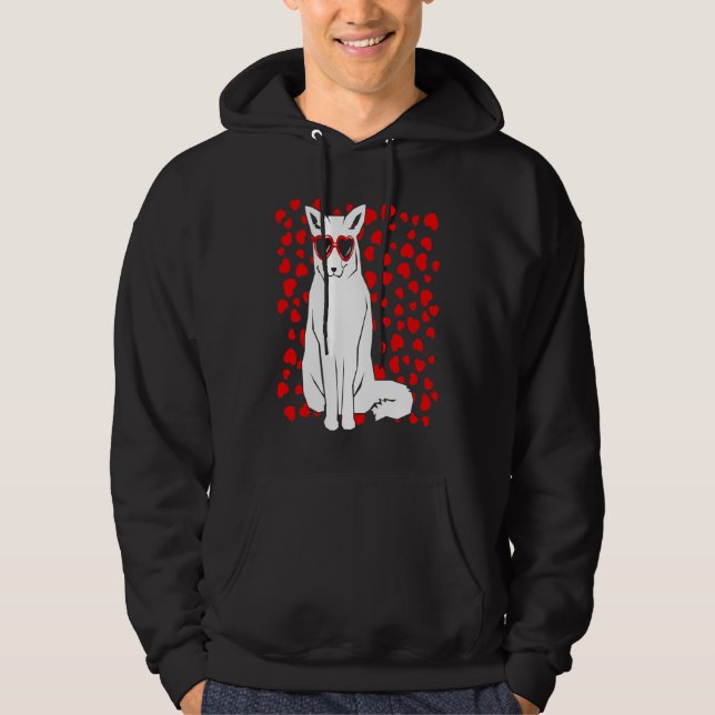 Sudadera Arctic Snow Fox Heart Glasses Valentines Day Anima (Anverso)