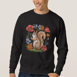 Sudadera Ardilla con Flores Amante de la Naturaleza Arte Fl