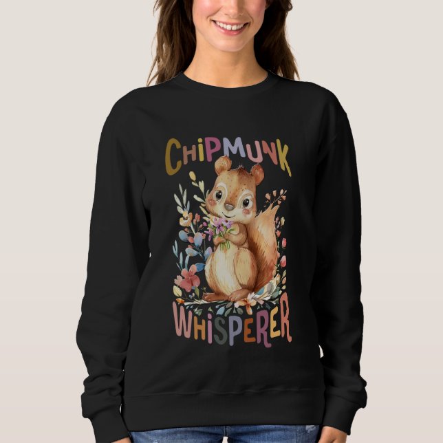 Sudadera ardilla con flores lindo chipmunk whisperer squi (Anverso)