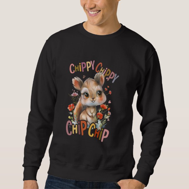 Sudadera ardilla con flores tierno chipmunk ardilla (Anverso)