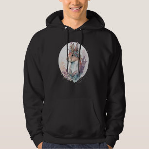 Sudadera Ardilla Corona Flor Acuarela Lindo Animal
