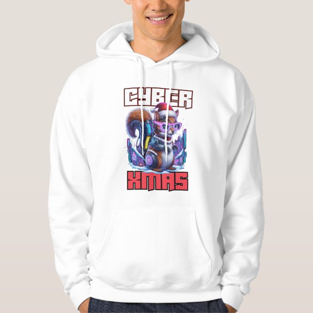 Sudadera ardilla de la navidad cibernética: vacaciones futu (Anverso)