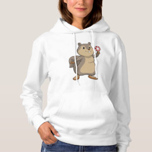 Sudadera ardilla en el póquer con fichas de póquer