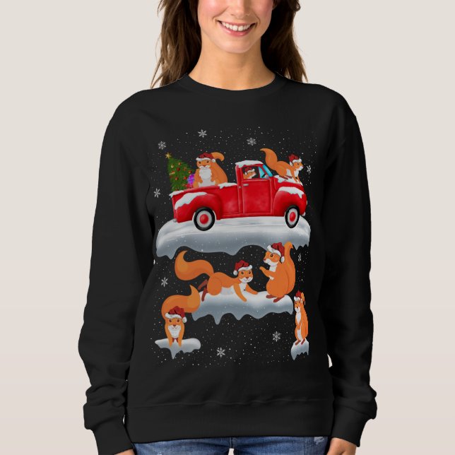 Sudadera Ardilla que conduce el árbol de Navidad Camión Roj (Anverso)