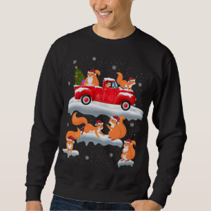 Sudadera Ardilla que conduce el árbol de Navidad Camión Roj