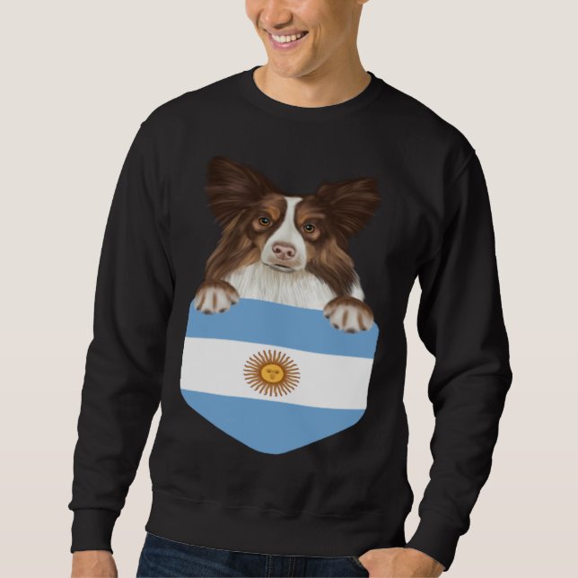 Sudadera Argentina Flag Collie Dog In Pocket (Anverso)