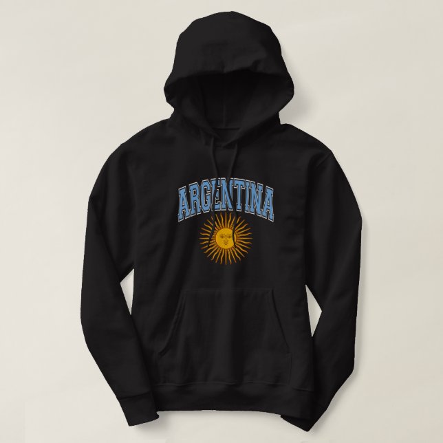 Sudadera Argentina Varsity Style Sun of May Light Blue Text (Diseño del anverso)