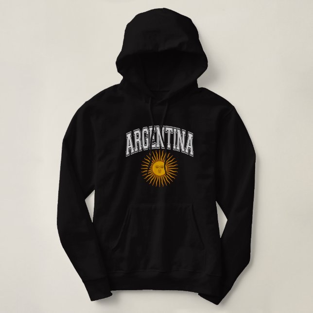 Sudadera Argentina Varsity Style Sun of May White Text (Diseño del anverso)
