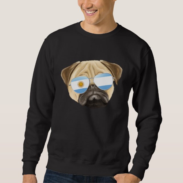 Sudadera Argentinian Flag Pug Dog Argentina Pocket (Anverso)
