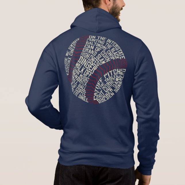Sudadera Argot de béisbol Tipografía Arte de texto (Reverso)