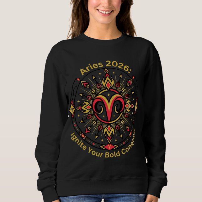 Sudadera Aries 2026 Zodiac Mandala | Bold Fire Sign Astrolo (Anverso)