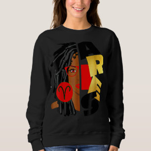 Sudadera Aries Chica Afro Locs Chica Zodiac Rótulos Cumplea