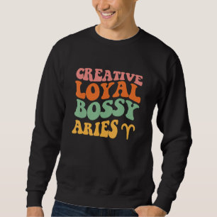 Sudadera Aries Chica Zodiac Rótulo Retro Hippie Creativo Le