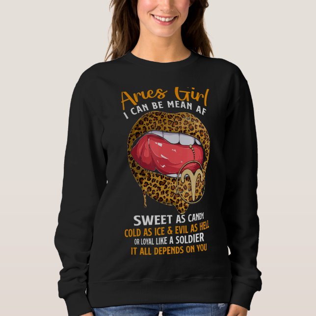Sudadera Aries Chica Zodiac Rótulo Sweet As Candy Leopard L (Anverso)