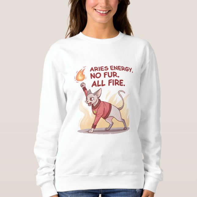 Sudadera Aries Energy Sphynx Cat No Fur All Fire Art (Anverso)