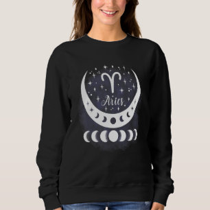 Sudadera Aries Moon Phase Water Zodiac Rótulo Horoscopio Pe