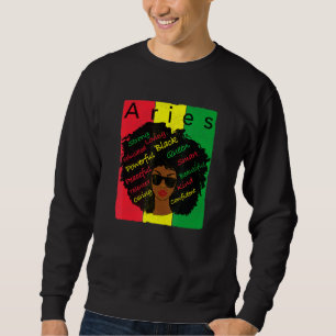 Sudadera Aries Orgullo Mujer Negra Afro Horóscopo Zodiac